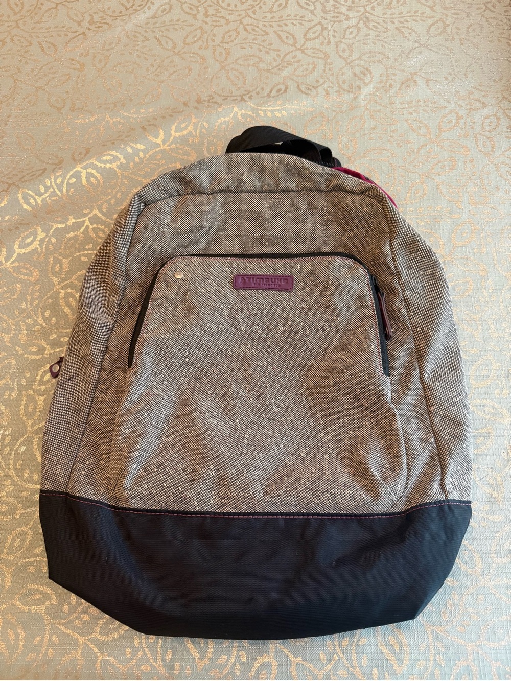 Timbuk2 San Francisco Backpack Gray Tweed Pink Polka Dot Lining - RARE!!!